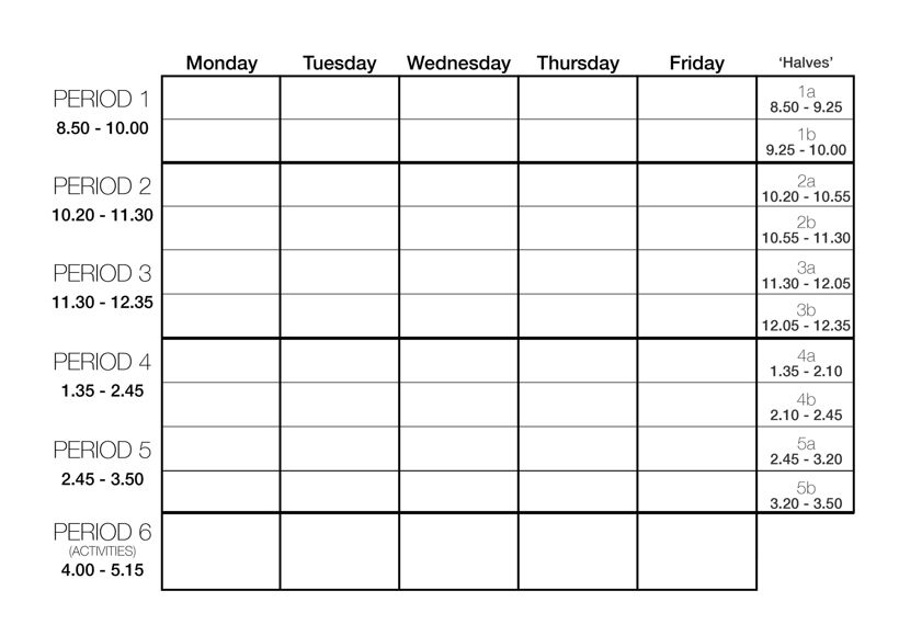 New School Timetable Jun 2025